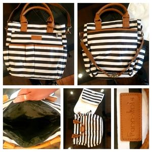 NWOT Black & White Striped Diaper Bag/Gym Bag/Tote Bag/Beach Bag, Multi-Pocket